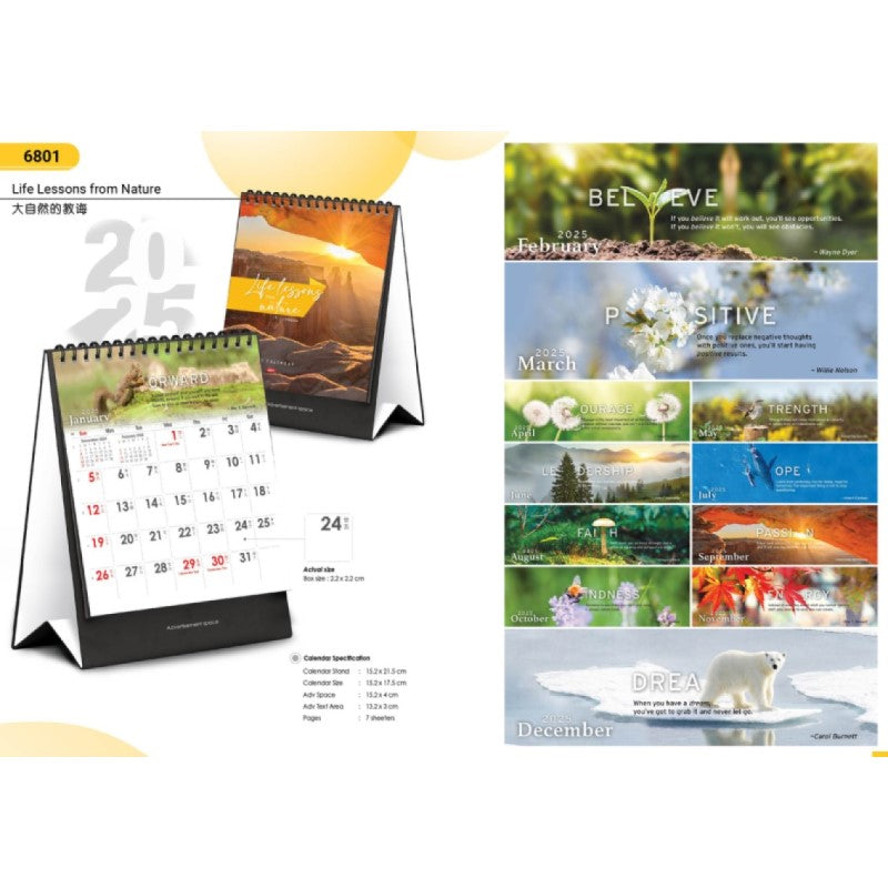 Desk Calendar 6801 - Life Lessons from Nature (7 Sheets)