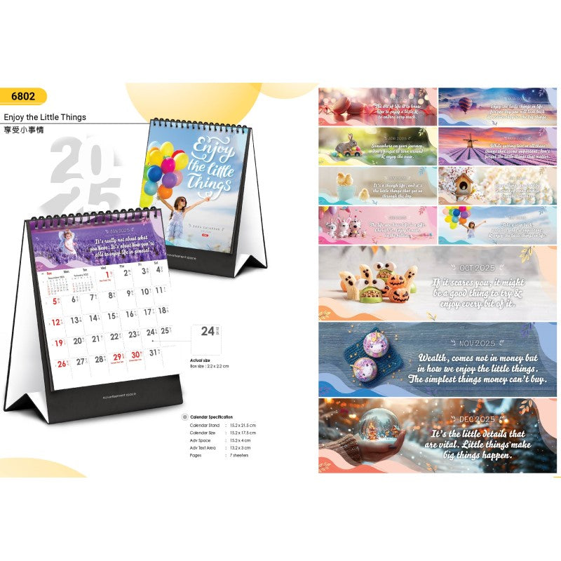 Desk Calendar 6802 - Enjoy the Little Things (7 Sheets)