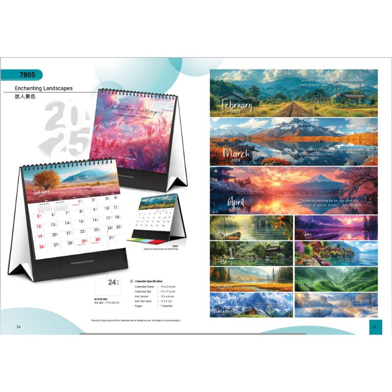 Desk Calendar 7805 - Enchanting Landscapes (7 Sheets)